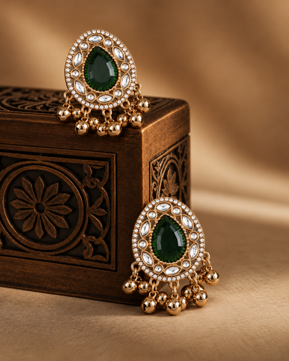 Green Rukhsana Kashmiri Look Ghunghru Earring