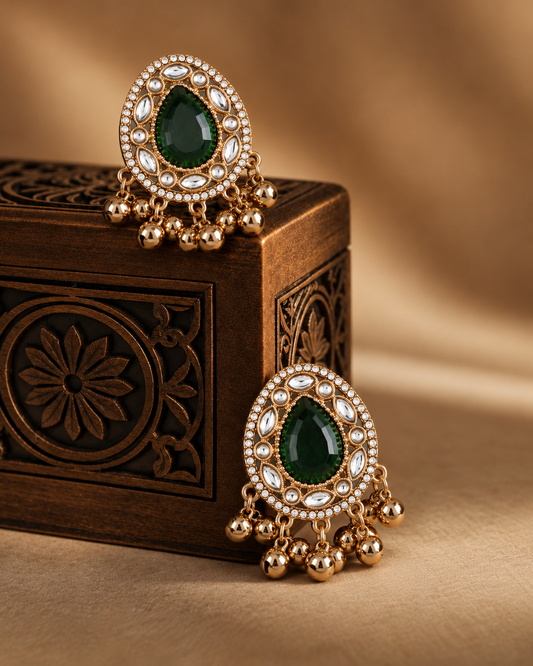 Green Rukhsana Kashmiri Look Ghunghru Earring