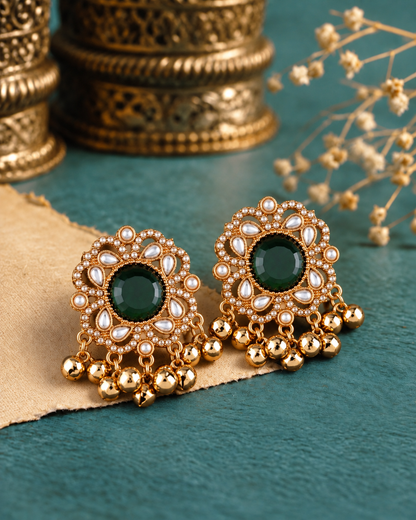 Green Chandrika Kashmiri Look Ghunghru Earring