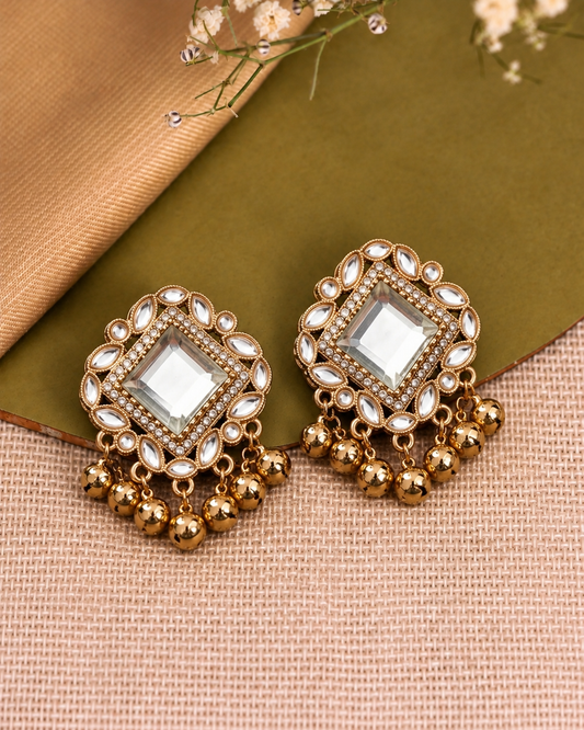 White Zarrah Kashmiri Look Ghunghru Earring
