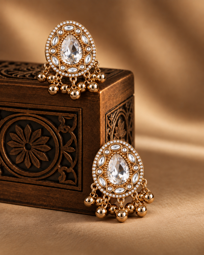 White Rukhsana Kashmiri Look Ghunghru Earring