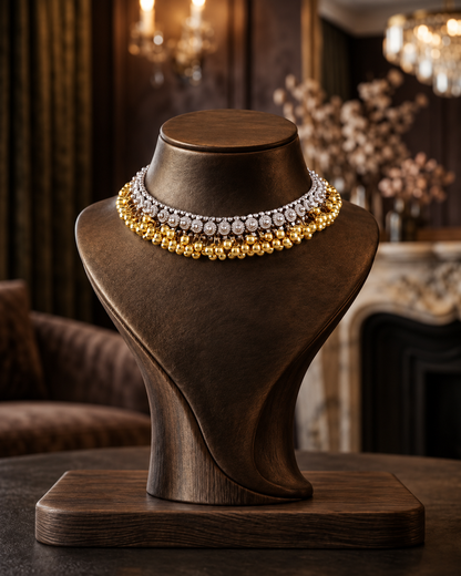 Kesariya Oxidised Gold & Silver Choker Necklace