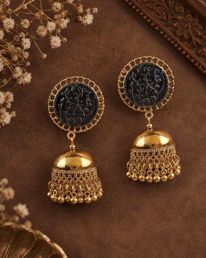 Naqsh Oxidised Black & Gold Jhumka