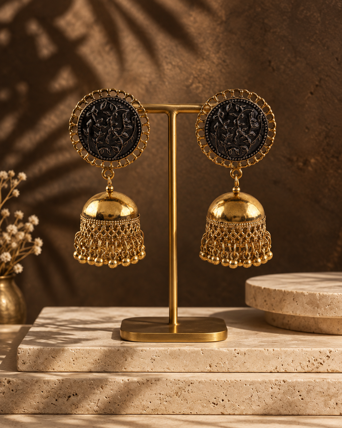 Naqsh Oxidised Black & Gold Jhumka