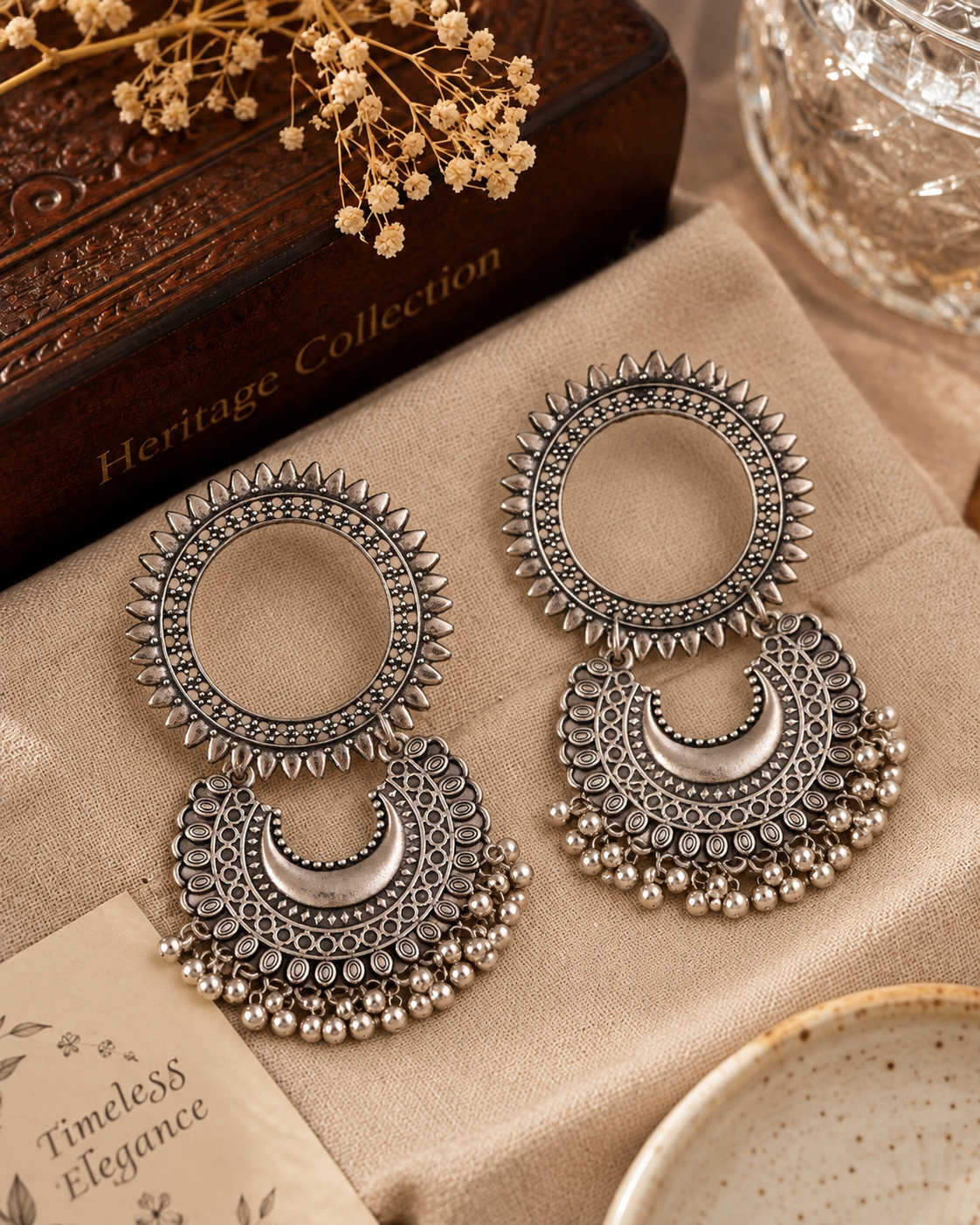 Raghav Oxidised Silver Earrings