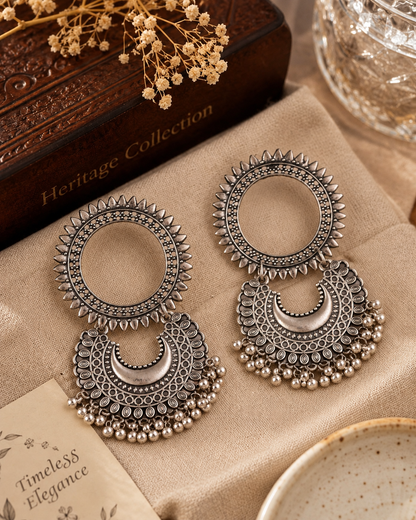 Raghav Oxidised Silver Earrings