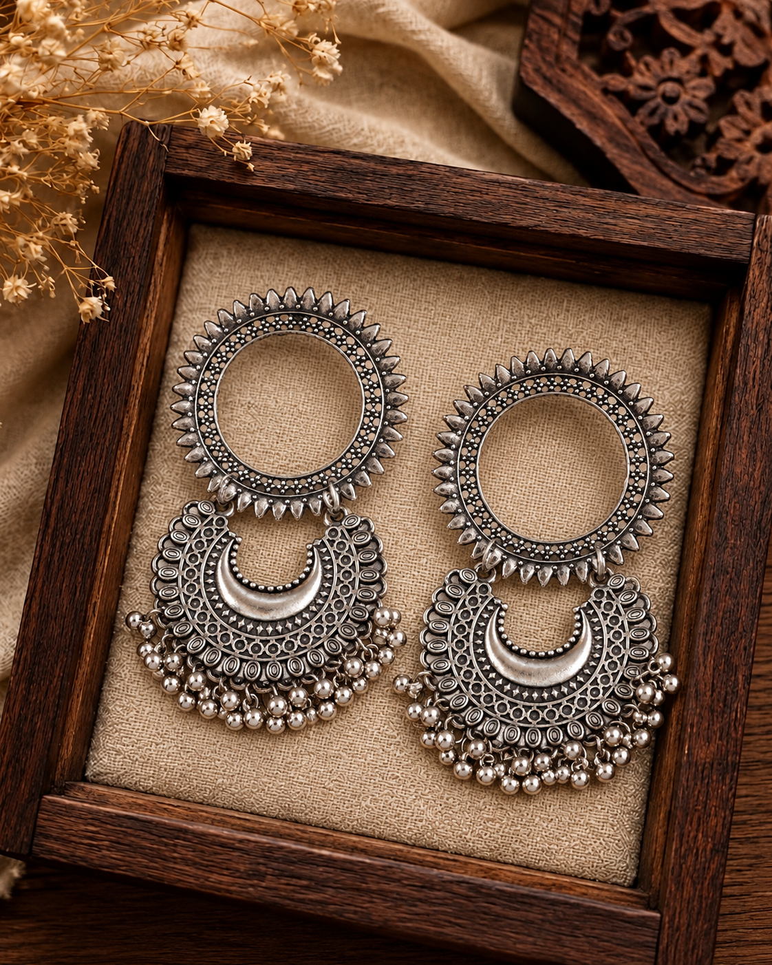 Raghav Oxidised Silver Earrings