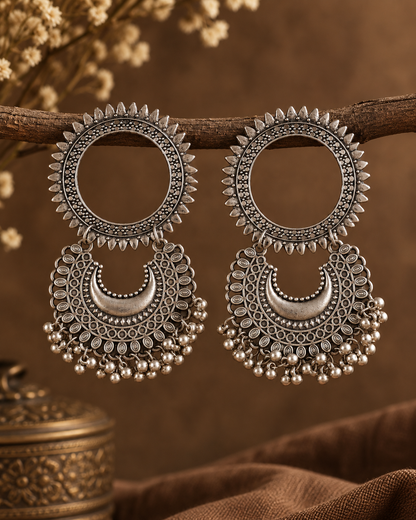 Raghav Oxidised Silver Earrings