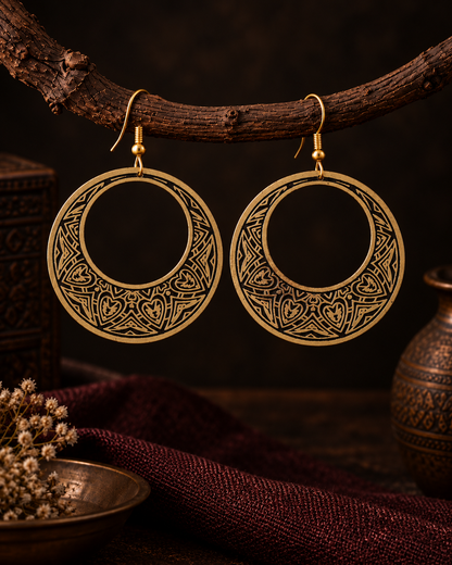 Abhimanyu Antique Gold Round Earrings