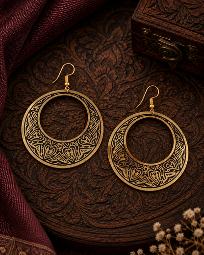 Abhimanyu Antique Gold Round Earrings