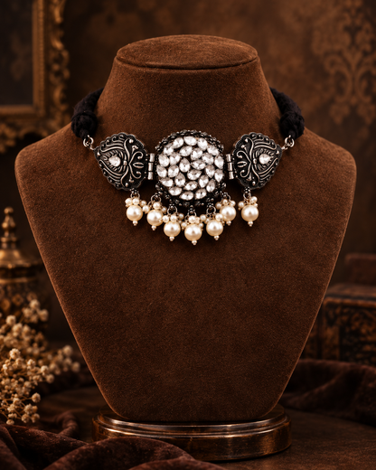 Ranjan Oxidised Black Choker