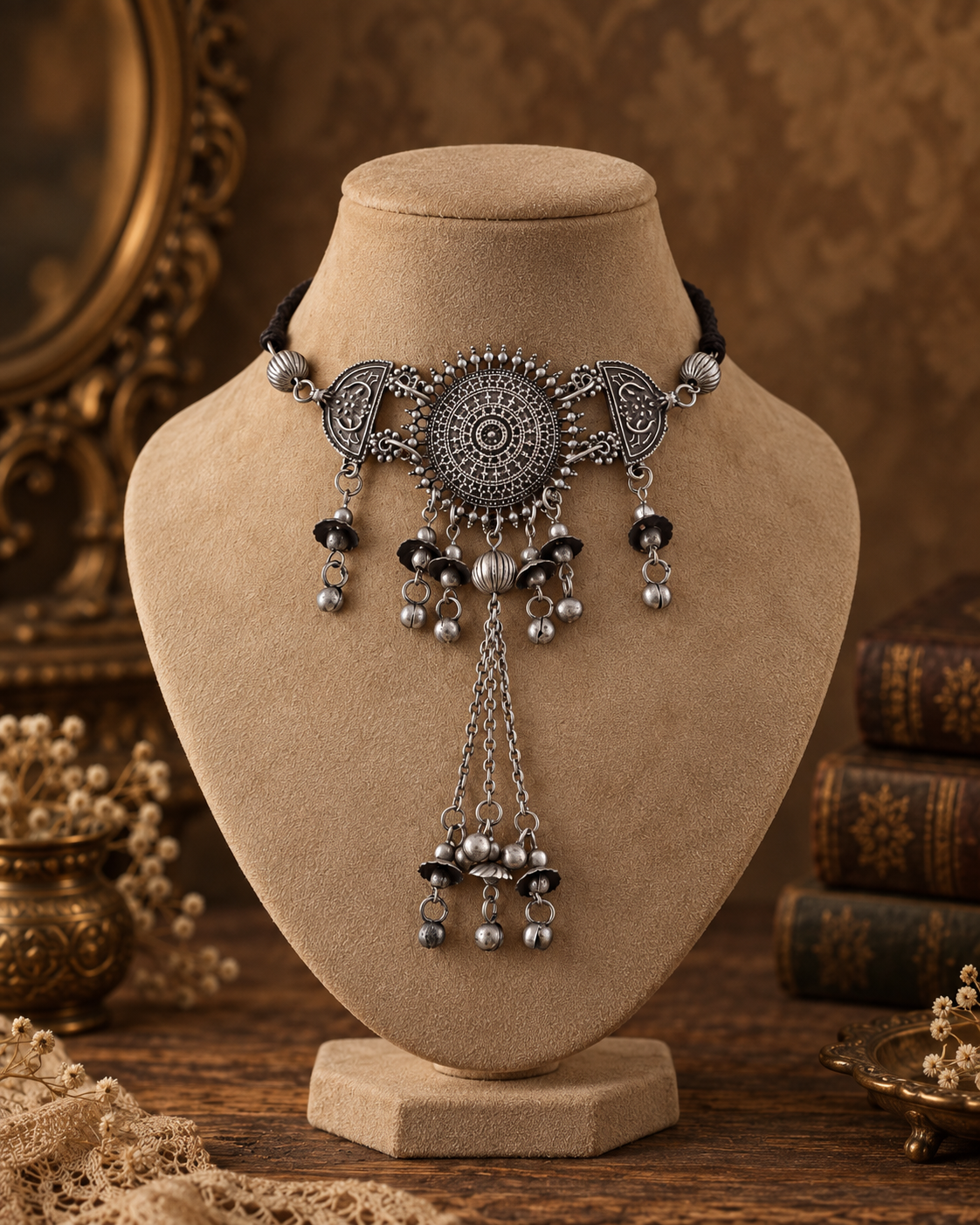 Silver Tejas Oxidised Necklace