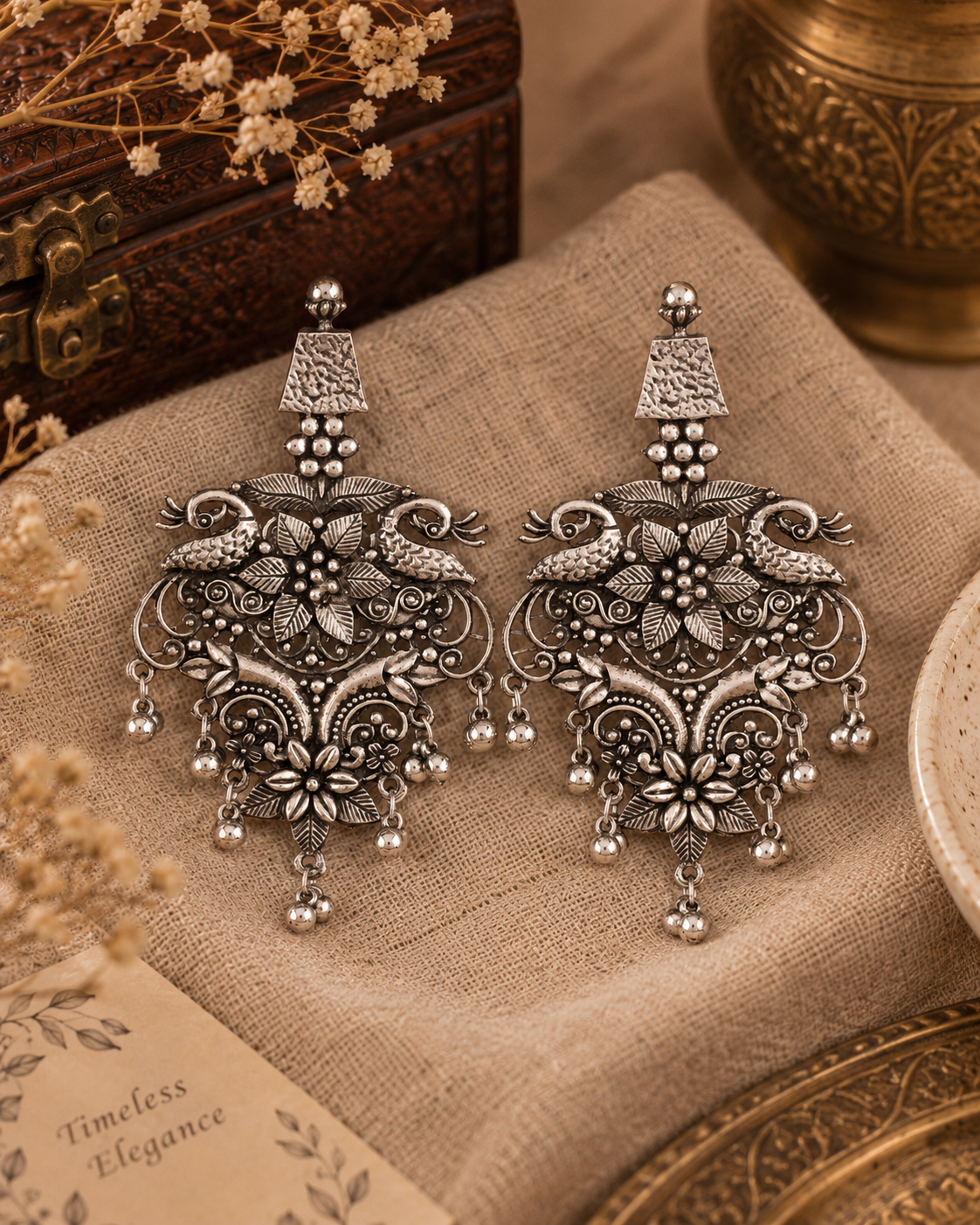 Silver Viransh Oxidised Earrings
