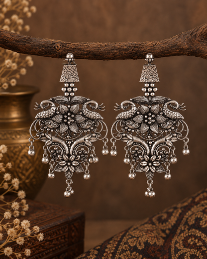 Silver Viransh Oxidised Earrings