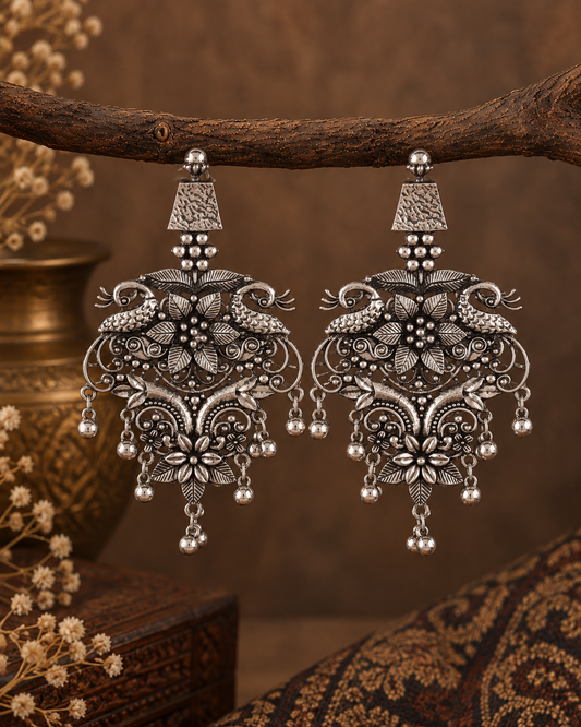 Silver Viransh Oxidised Earrings