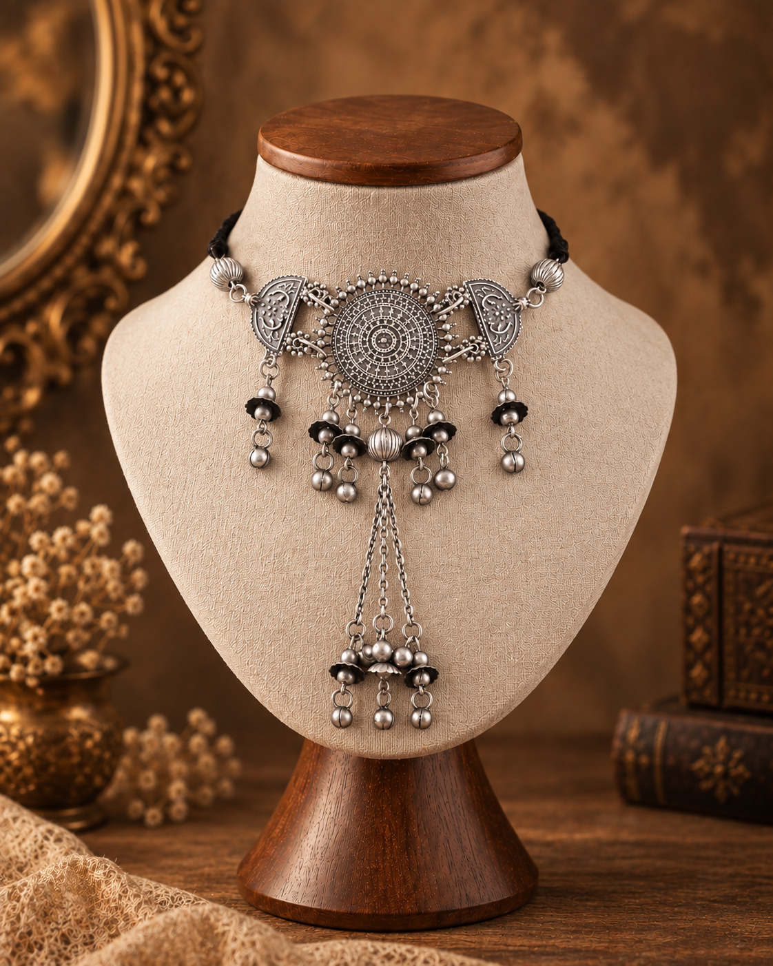 Silver Tejas Oxidised Necklace