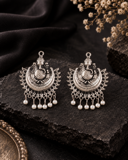 Silver Veer Oxidised Ganesha Earrings