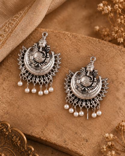Silver Veer Oxidised Ganesha Earrings