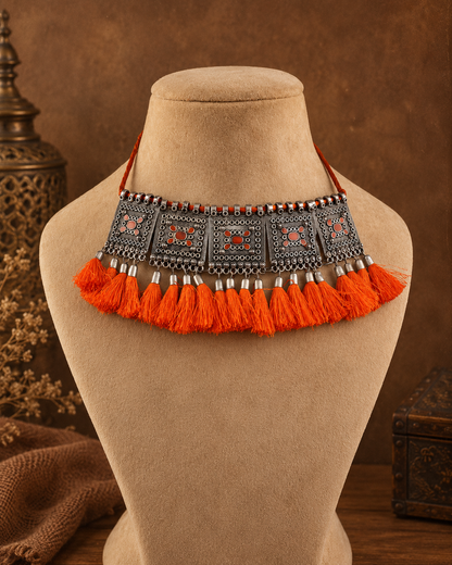Orange Vihaan Oxidised Choker