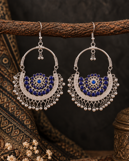 Blue Shourya Oxidised Earrings