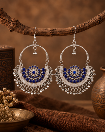 Blue Shourya Oxidised Earrings