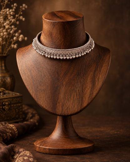 Silver Mohini Oxidised Choker