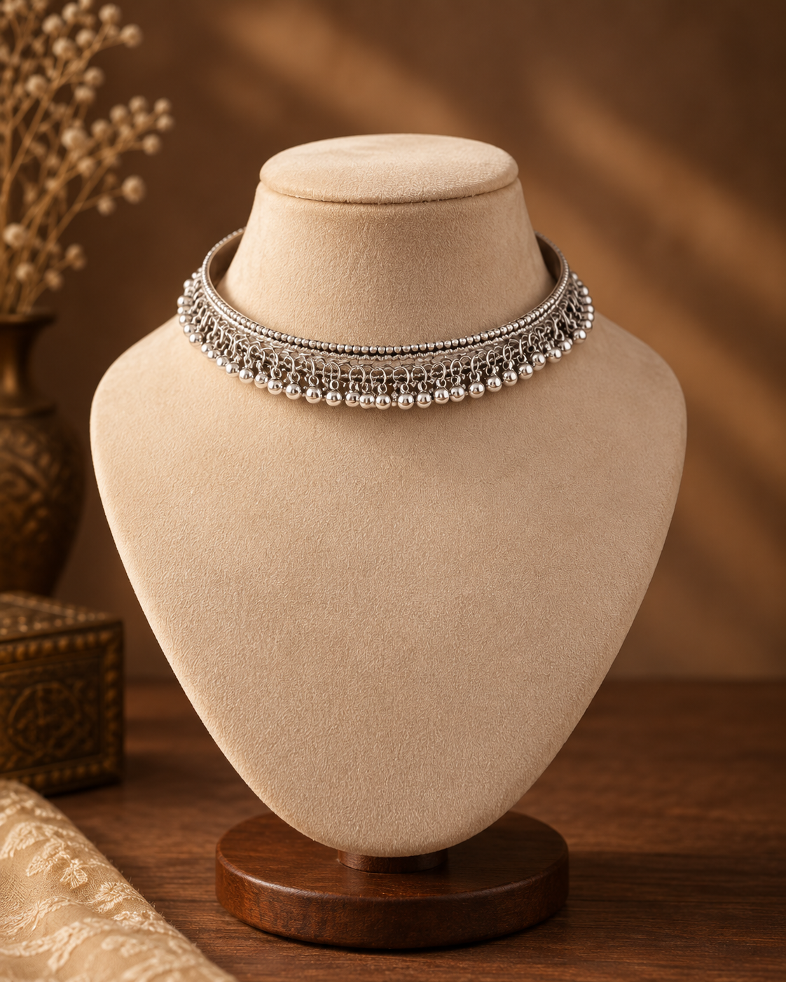 Silver Mohini Oxidised Choker