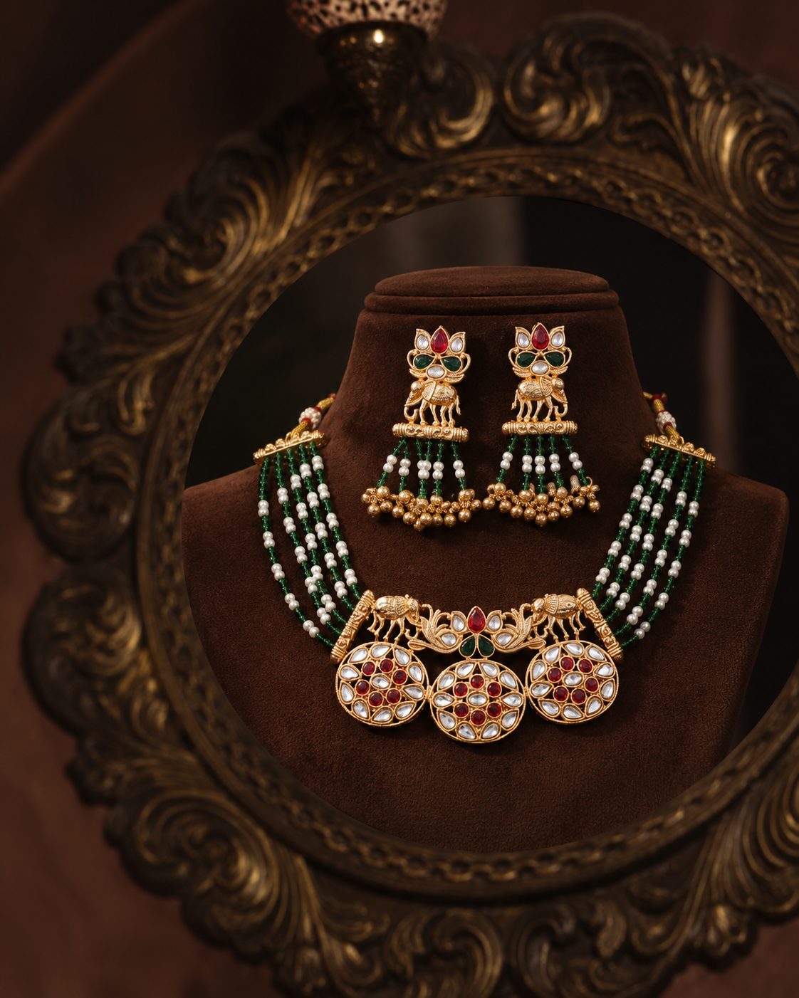 Vineeth Rajwada Necklace Set with Earring