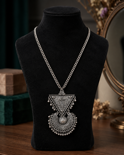 Silver Gauri Oxidised Long Necklace