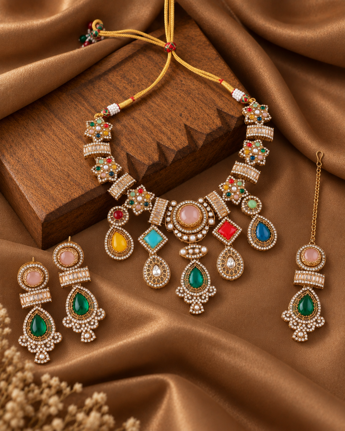 Kavyika Premium Sabya Inspired Necklace Set with Earring & Teeka