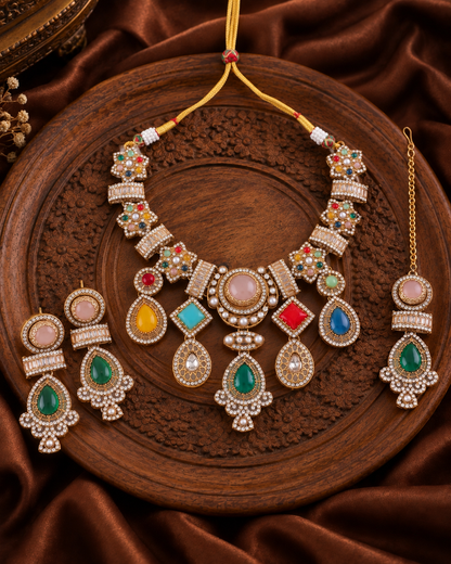 Kavyika Premium Sabya Inspired Necklace Set with Earring & Teeka