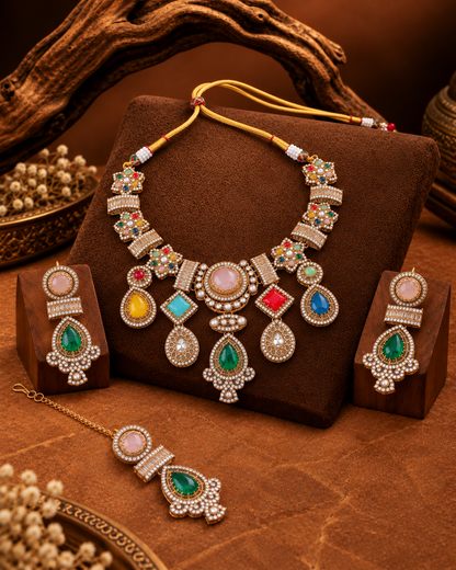 Kavyika Premium Sabya Inspired Necklace Set with Earring & Teeka