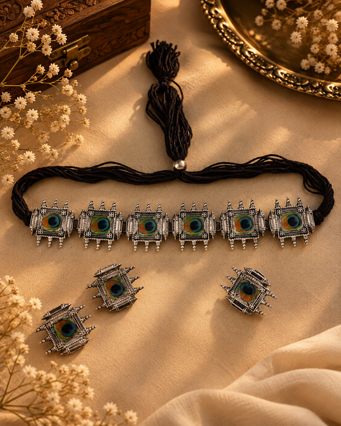 Haniya Peacock Necklace & Earrings Set