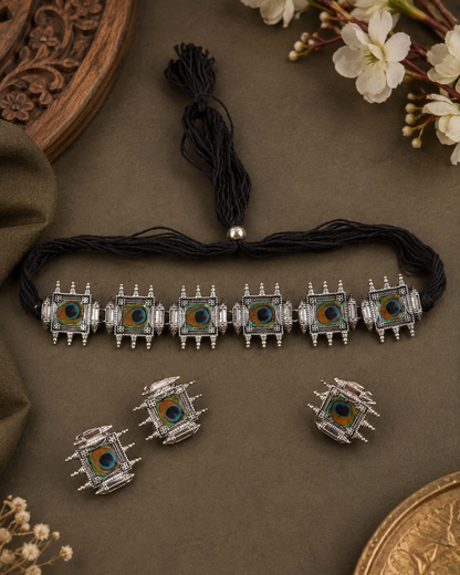 Haniya Peacock Necklace & Earrings Set
