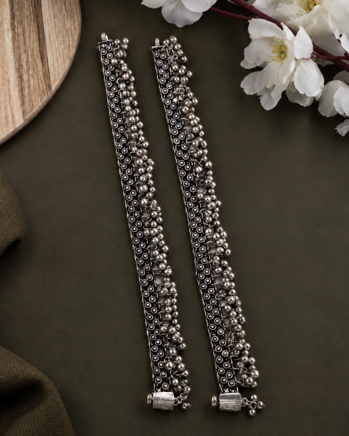 Silver Ruhani Oxidised Payal