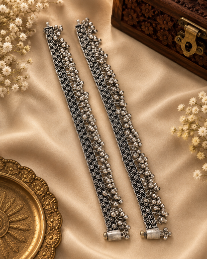 Silver Ruhani Oxidised Payal