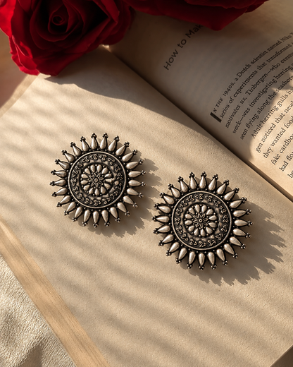 Silver Siya Oxidised Stud Earrings