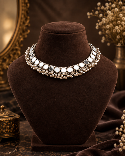 Silver Ziya Oxidised Choker