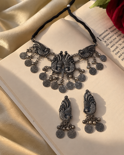 Aaliya Oxidised Necklace & Earring Set
