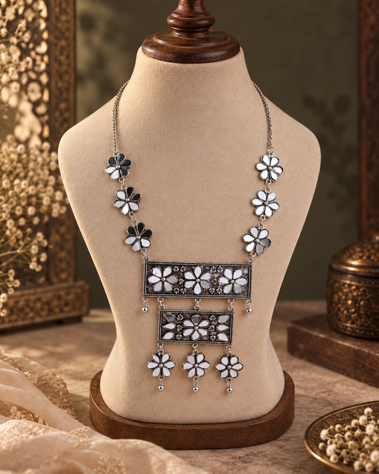 Silver Prisha Oxidised Necklace