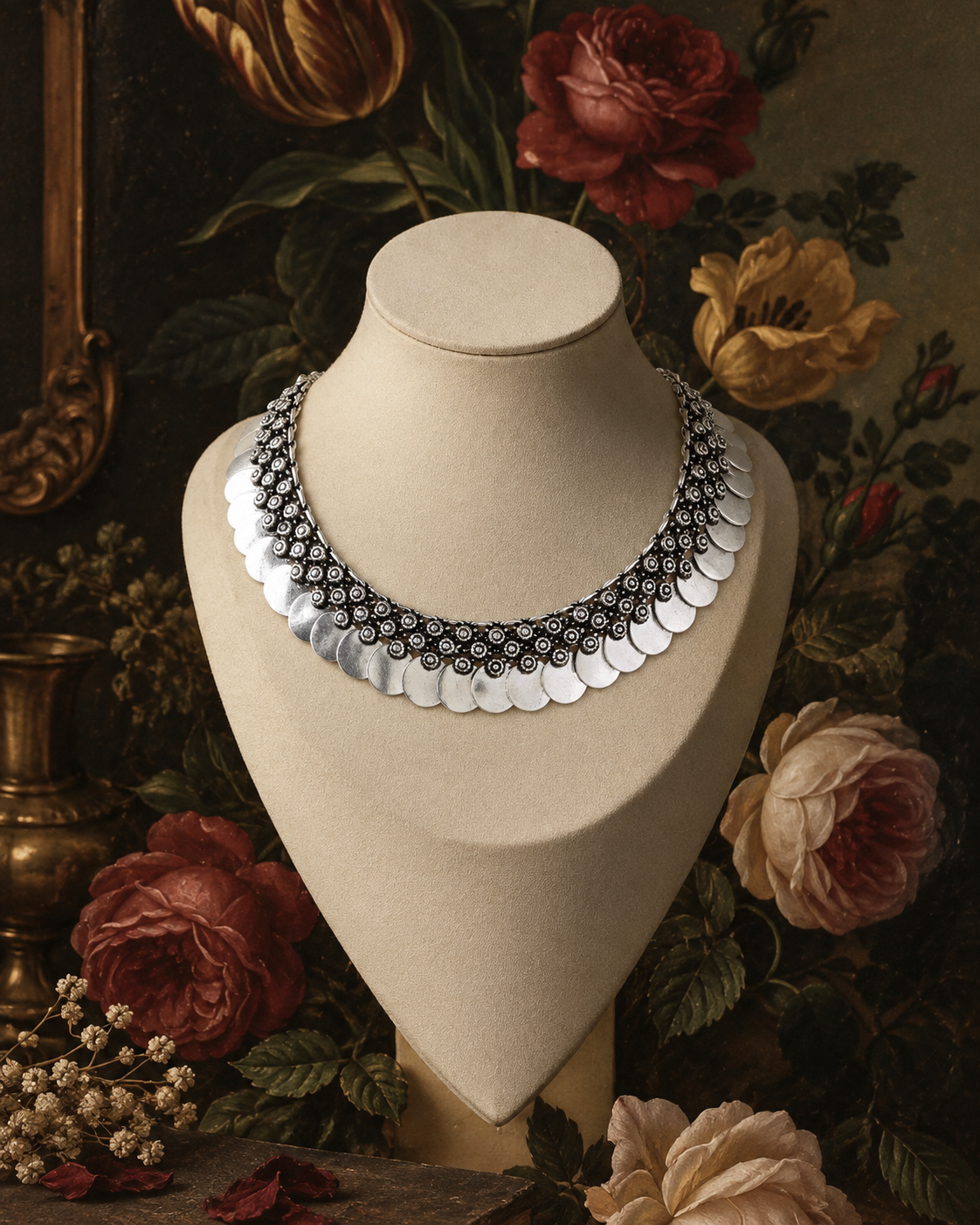 Silver Yashika Oxidised Necklace