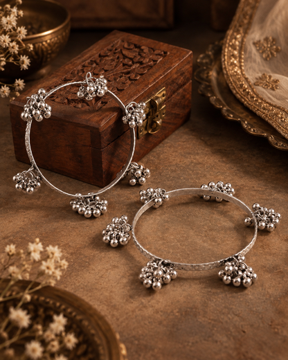 Silver Arohi Oxidised Bangles - Set Of 2