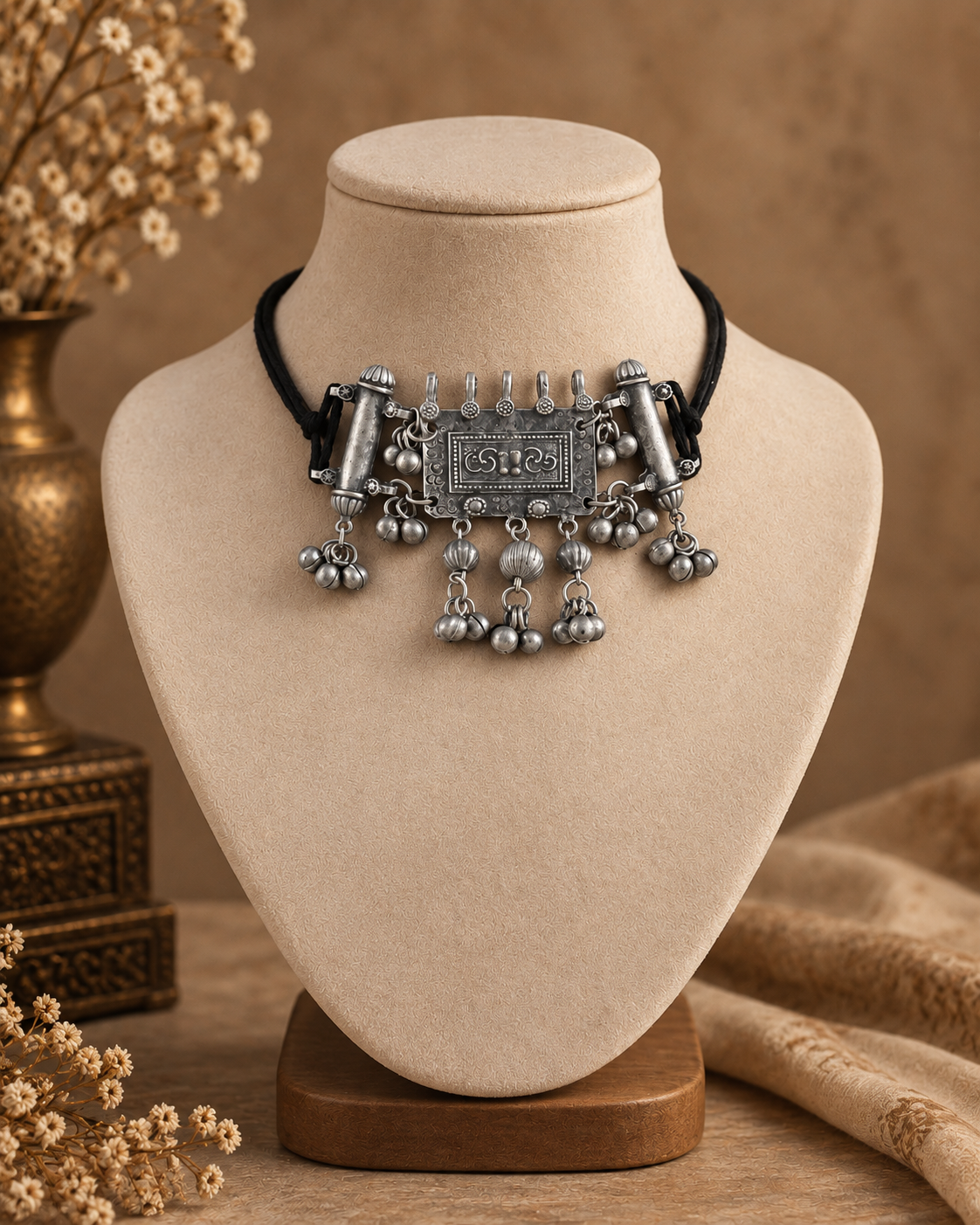 Silver Arhaan Oxidised Choker