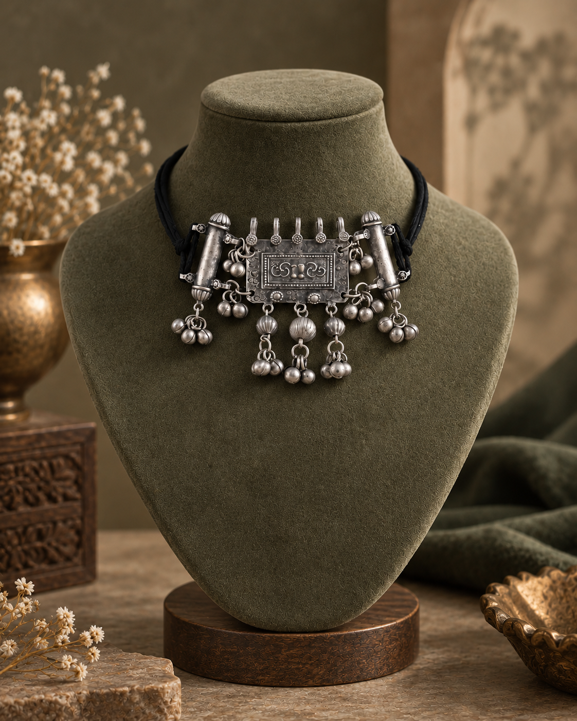 Silver Arhaan Oxidised Choker