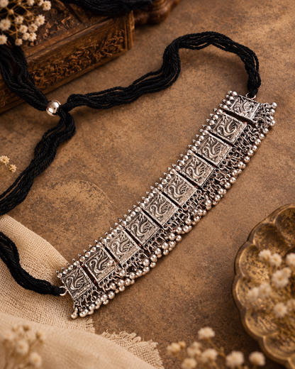 Silver Laksh Oxidised Silver Necklace