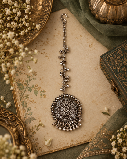 Silver Devansh Oxidised Mang Teeka