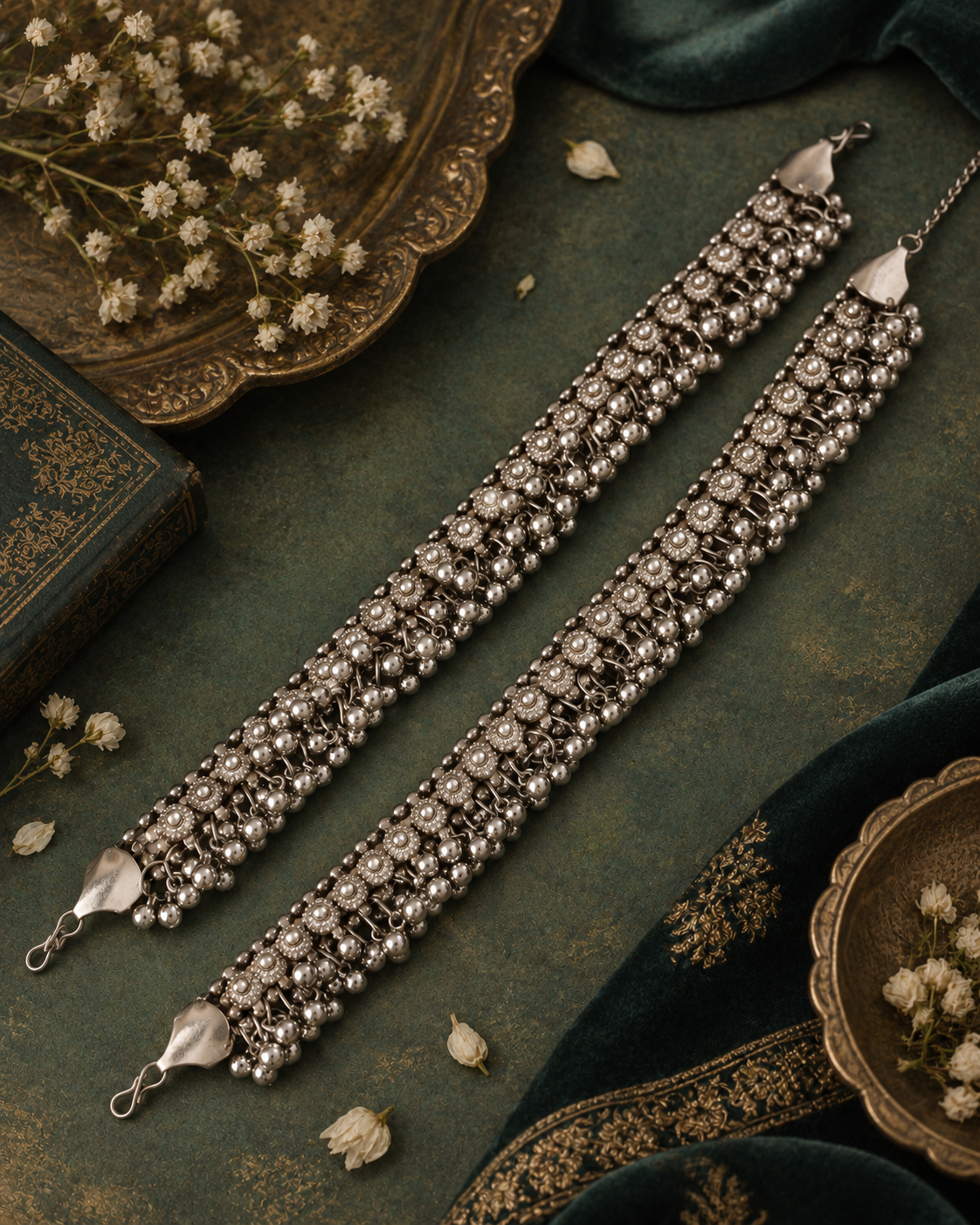 Silver Nirvaan Oxidised Payal