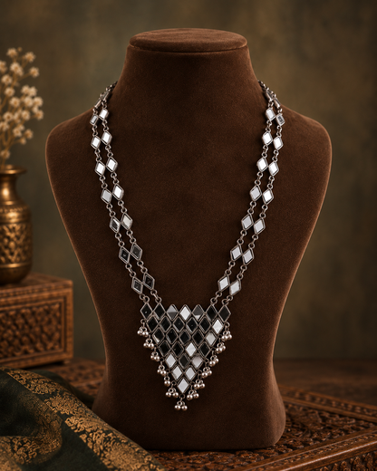 Silver Pallavi Oxidised Necklace