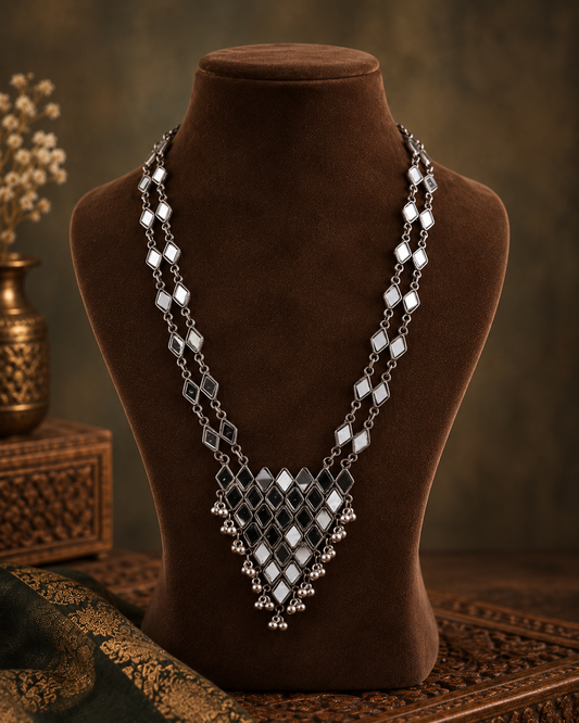 Silver Pallavi Oxidised Necklace