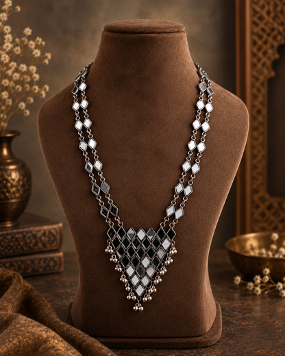 Silver Pallavi Oxidised Necklace